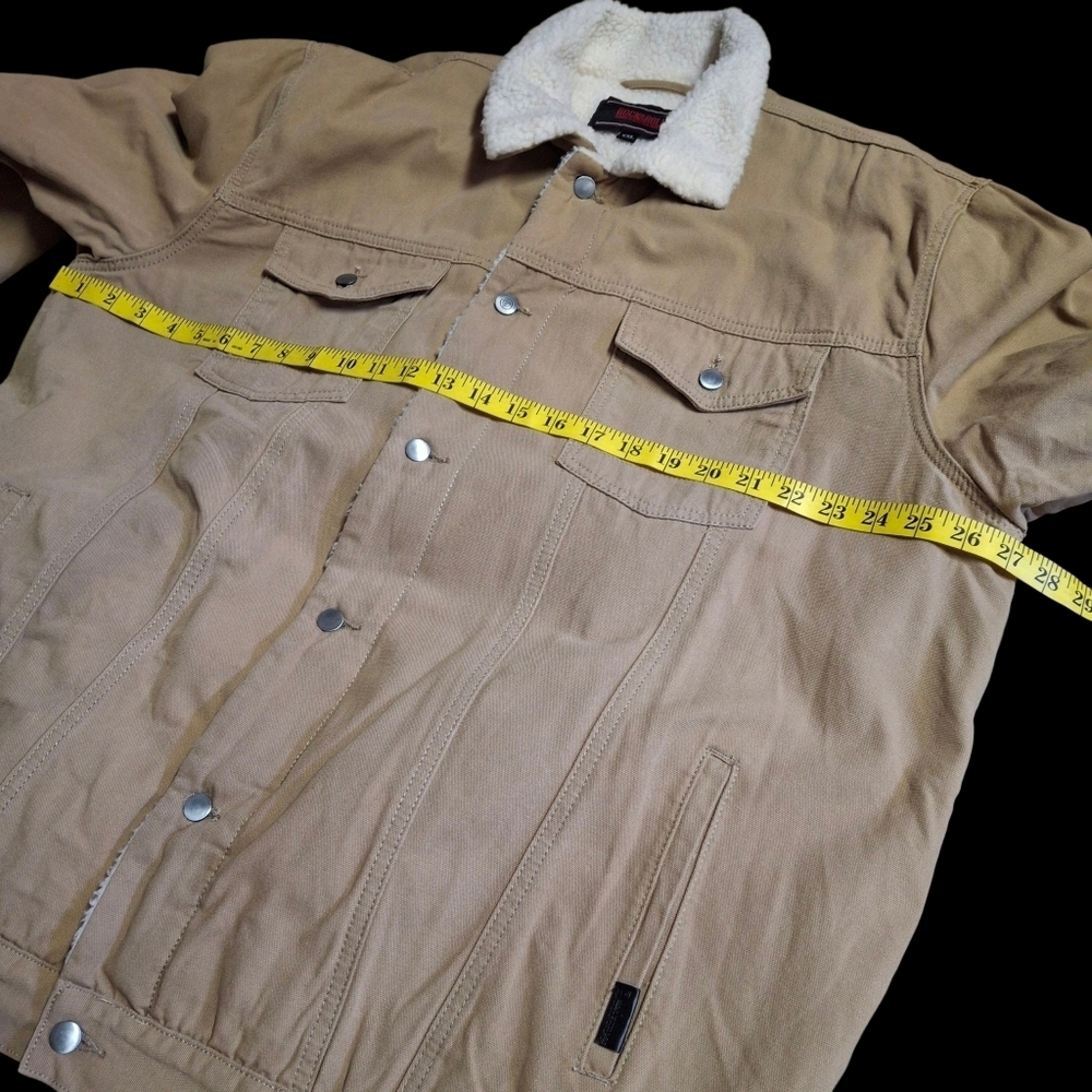 Rock & Roll Khaki Denim Sherpa Lined Trucker Jacket Men Size XXL - Picture 11 of 16